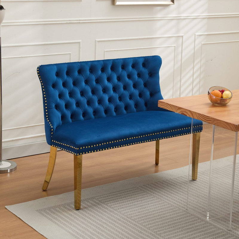 Banc de salle à manger, Bleu, Doré
