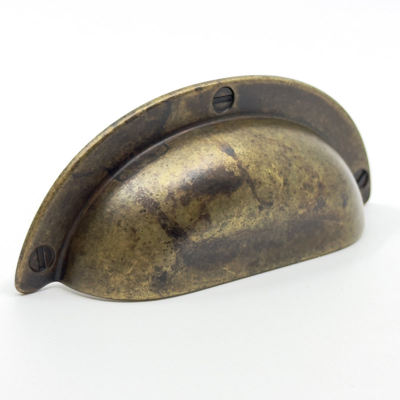 Worn Brass "Amalfi" Large Drawer Cup Pulls, 2 1/2"