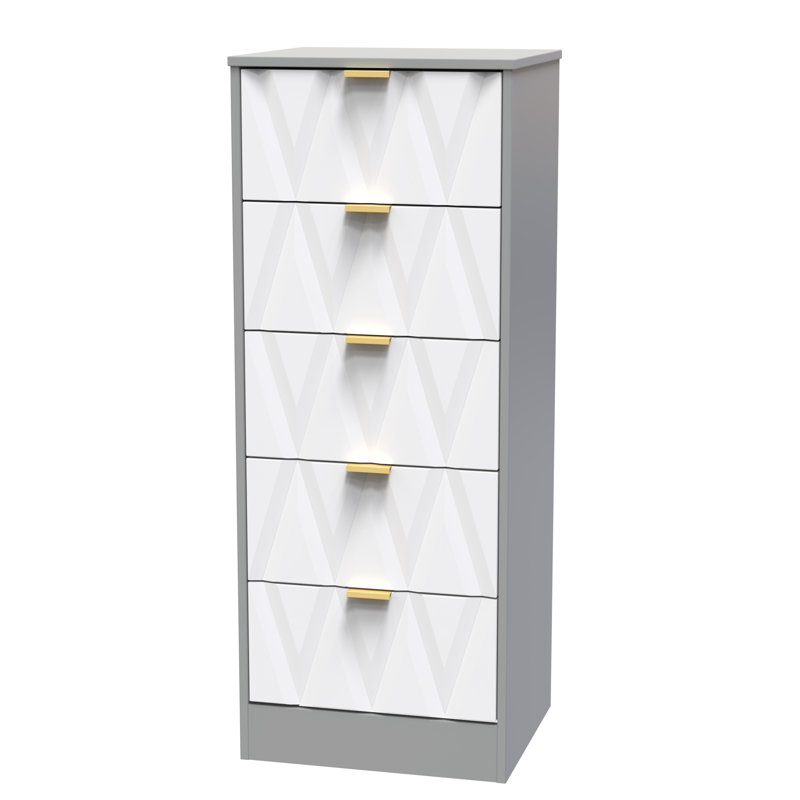 Las Vegas Bedside Table, White Matt/Dusk Grey