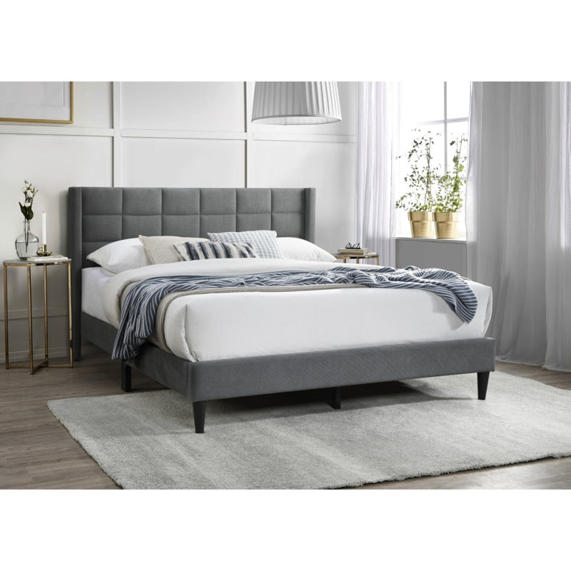Elegant Modern Bed, Gris, Lit double