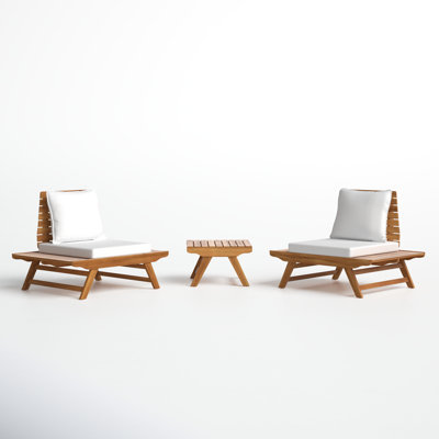 Cason Acacia 2 - Person Patio Conversation Set with Cushions