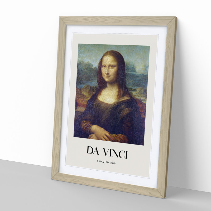 The Mona Lisa by Leonardo Da Vinci - Picture Frame Painting, 65cm H x 48cm W x 2cm D, Oak Framed