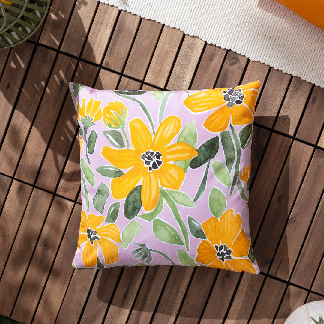Indoor / Outdoor Floral Square Throw Cushion Cover