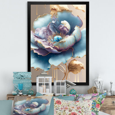 Glace bleue et mauve, aquarelle, fleur III - Impression sur toile