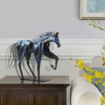Sculpture de cheval en métal fabriquée à la main par Wendt