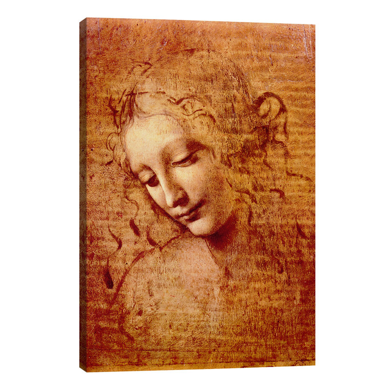 Head Of A Woman by Leonardo Da Vinci - Print on Canvas, 66.04 cm H x 45.72 cm W x 1.91 cm D, No Frame