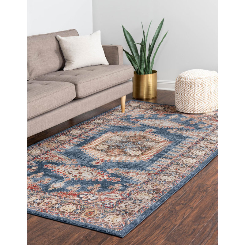 Vern Oriental Area Rug, Rectangle 5'1" x 8', Blue/Brown