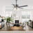 52" Large Chrome Seashell Shade Ceiling Fan w 3 Light