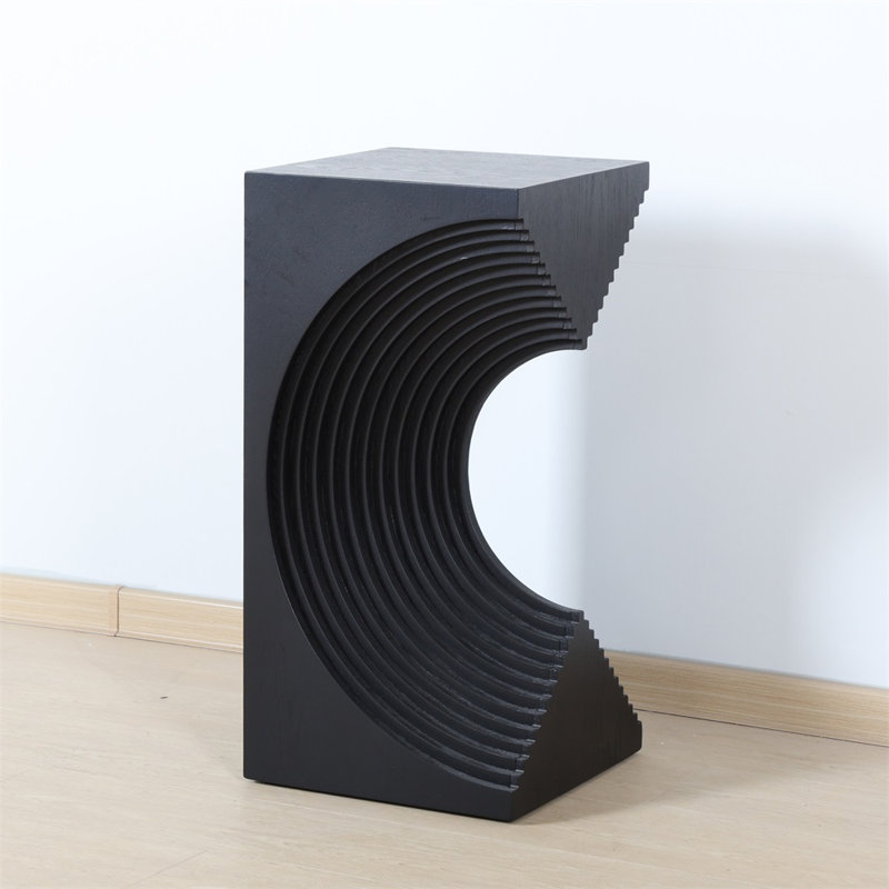 Jacquese Black Side Table – Sculptural Architectural Accent Table 