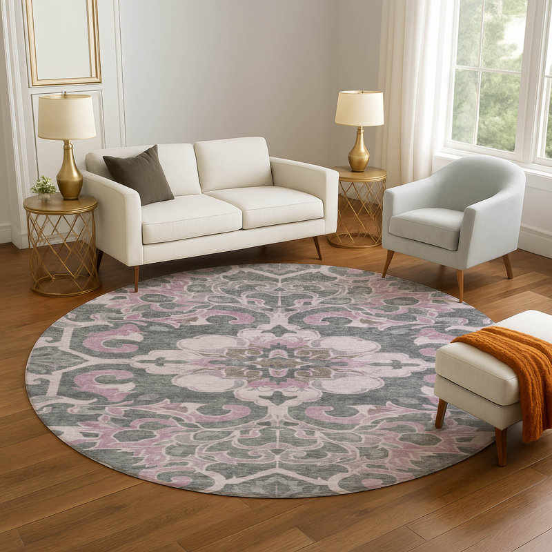 Premium Machine Washable Ralston AMF1947 Global Rug, Round 8'