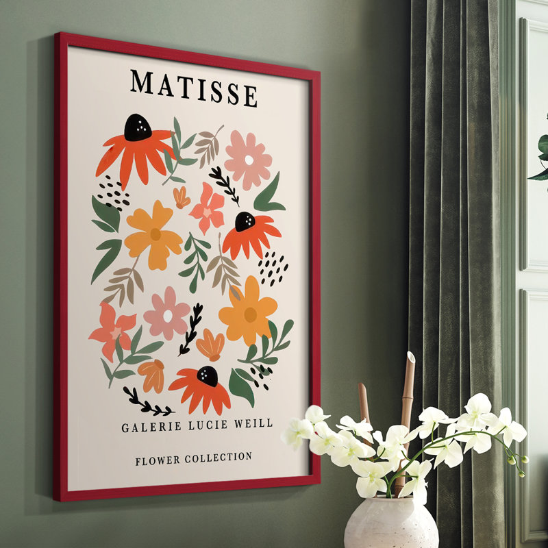 Matisse CXCI, reproduction encadrée - bois massif, Rouge, H 10 po x l 8 po