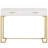 40” White And Gold Computer Desk With 2 Drawers, Modern Home Office Desk, Compact Writing Table, Vanity Desk For Small Spaces, Metal Frame, Minimalist Style