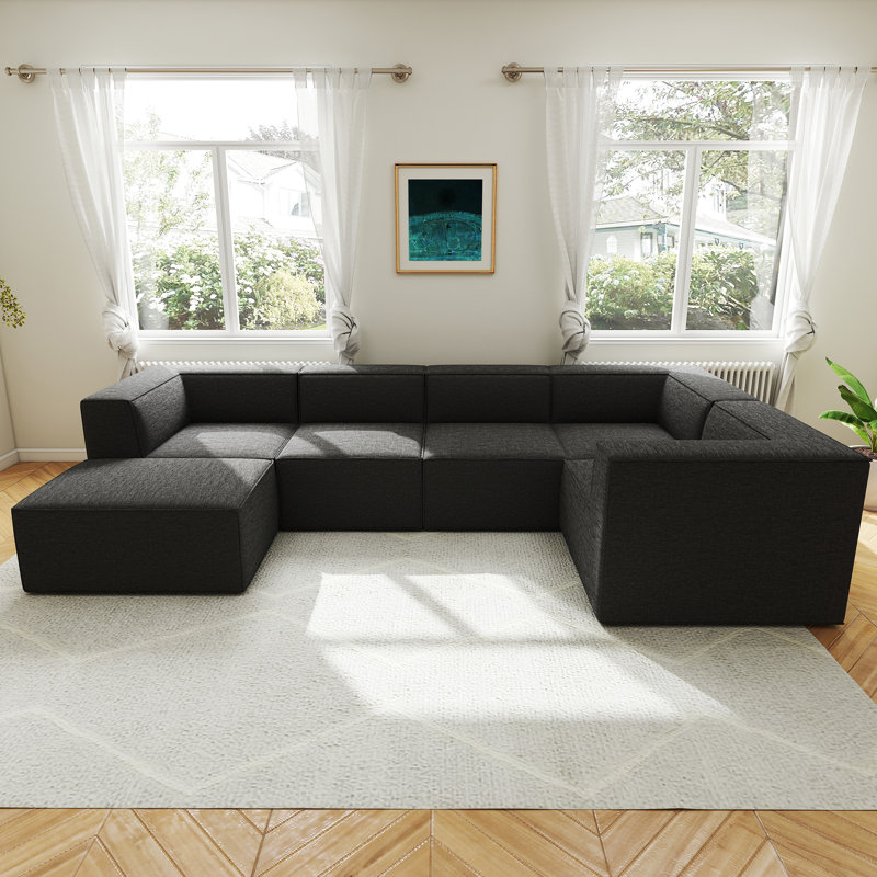 Canapé modulaire 6 pièces Compression Comfy Cloud 135 po - Canapé rembourré en L avec coussins moelleux, idéal pour les grands salons