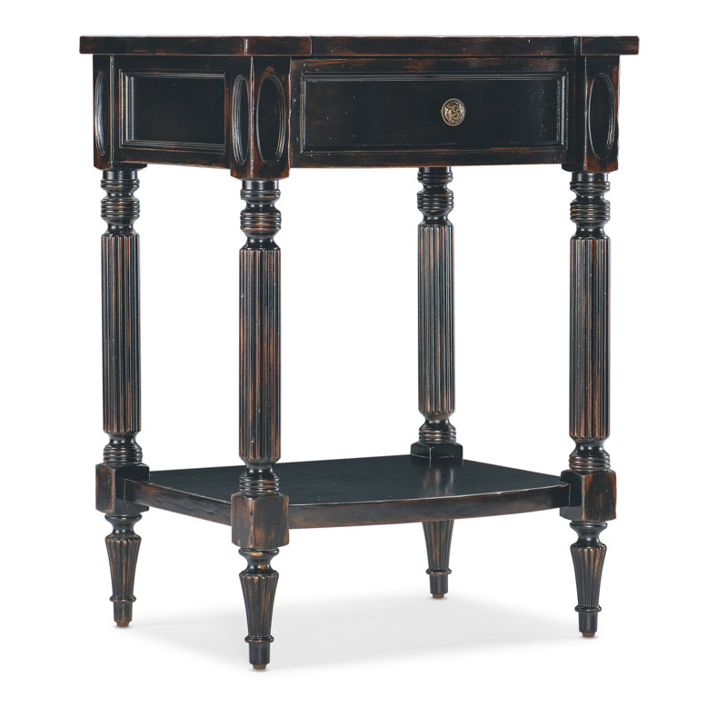 Charleston Black Cherry Wood End Table with Storage