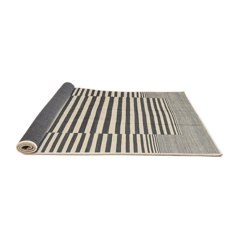 Tapis abstrait gris / olive clair, Rond 5 pi