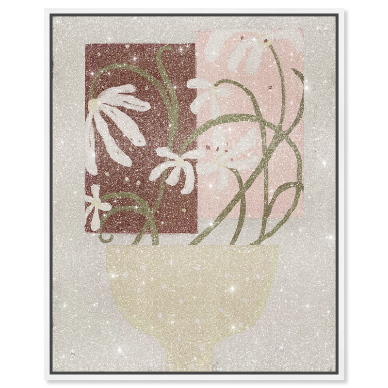 Polka Dots Bloom Print by Oliver Gal, White Floater Frame, 31"H x 37"W