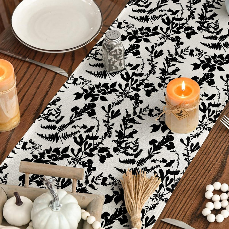 Citrouille, feuilles, obscurité, fleur, GSM, 210, chemin de table d'automne, décoration de table de salle à manger pour la fête