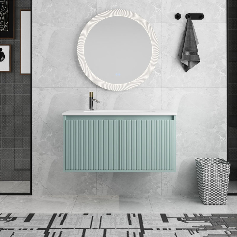 Loufkens 35.85'' Single Bathroom Vanity with Resin Top
