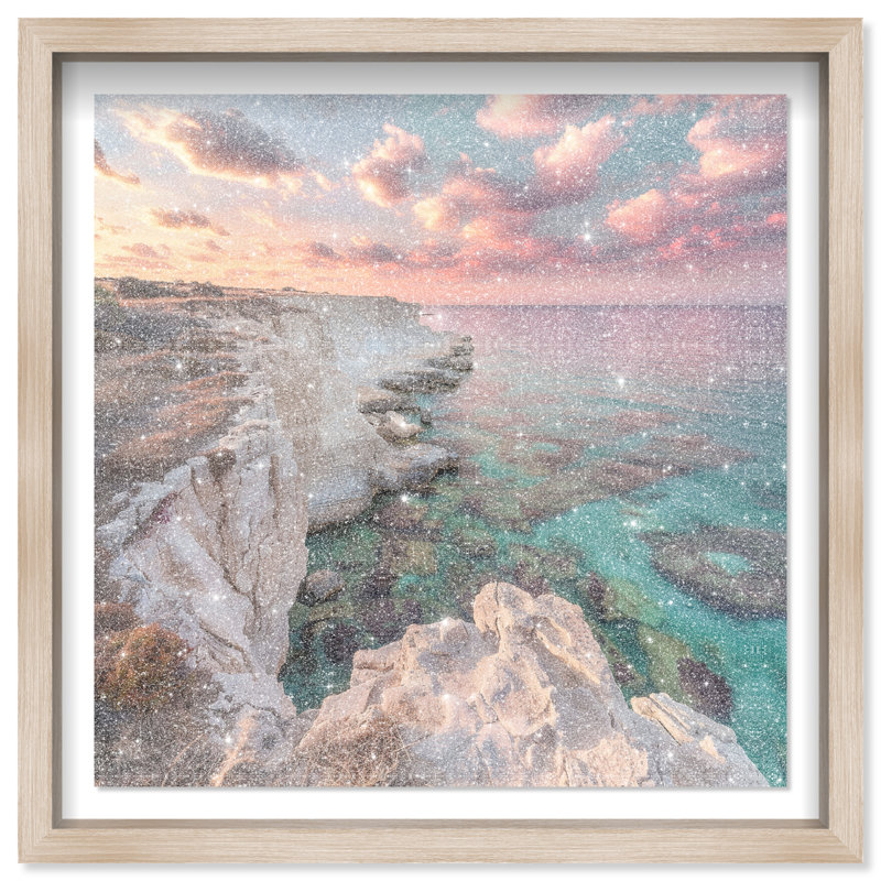 Coastal Edge IV Framed Graphic Art, 41.5" H x 41.5" W, Natural Oak Shadowbox