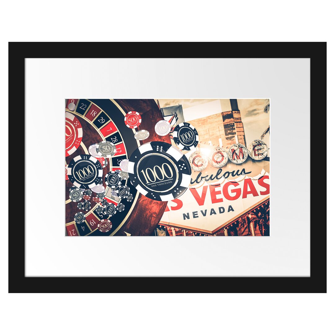 Gerahmtes Poster Las Vegas Casino Roulette