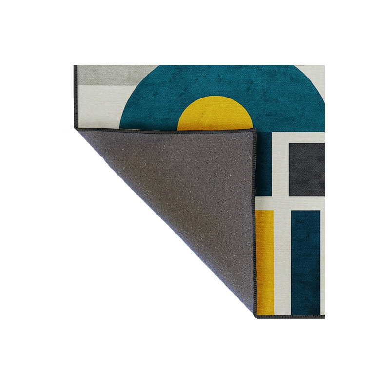 Tapis bleu tissé lavable rétro Mosso, 6 pi 7 po x 9 pi 10 po