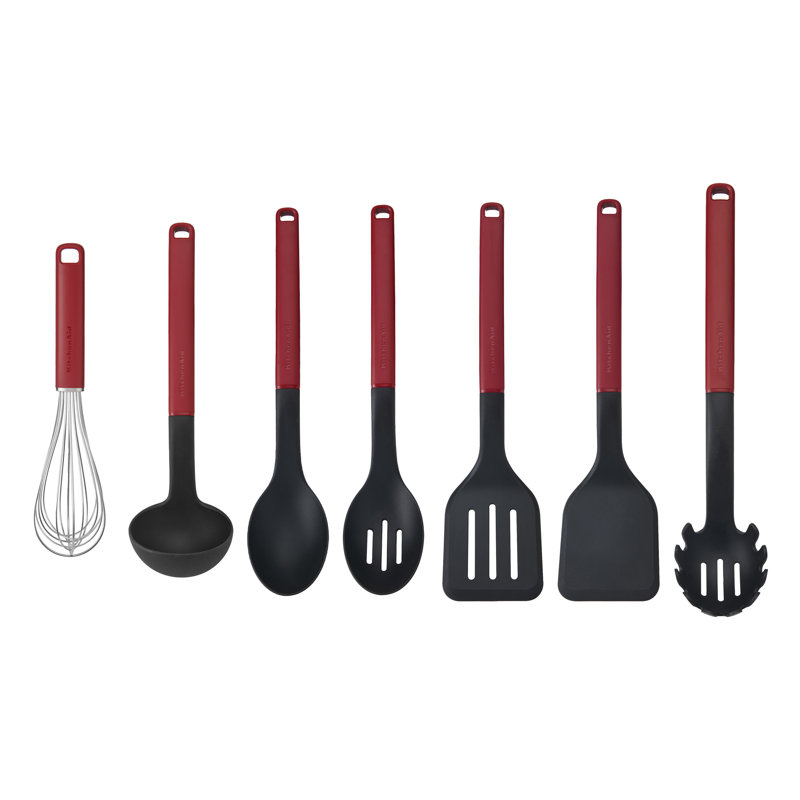 KitchenAid 7pc Utensil Set, Empire Red, Heat Resistant Cooking Utensils, Non-Stick Safe with Durable Handles