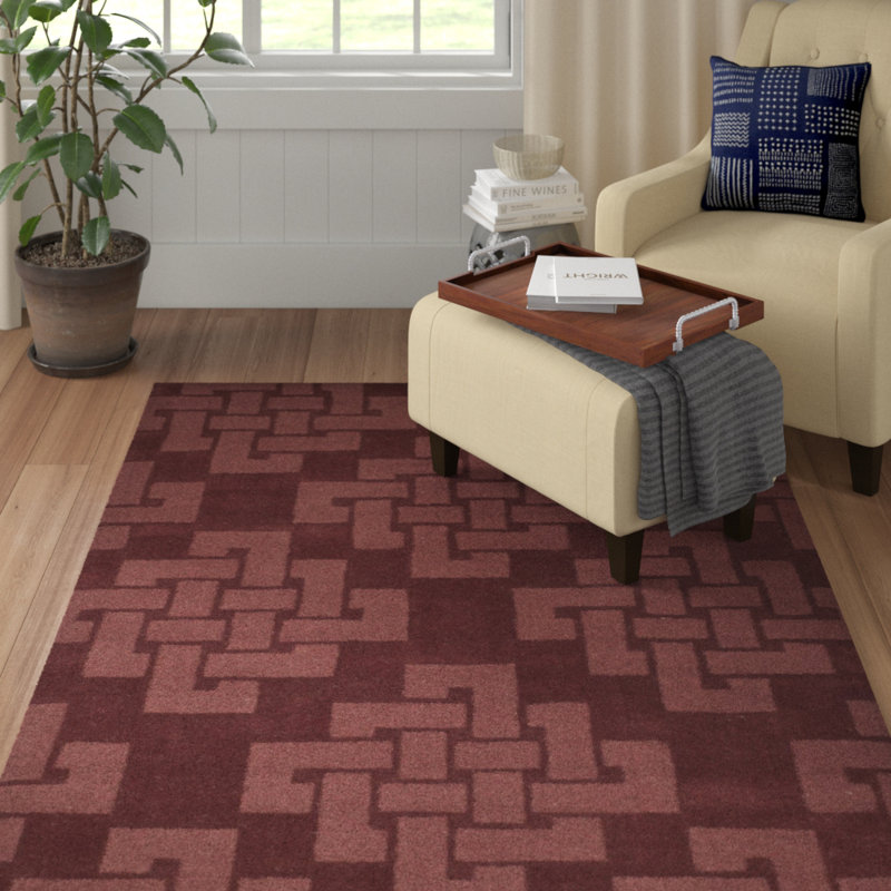 Tapis rouge brique en laine touffeté à la main Andria, Rectangle 4 pi x 6 pi