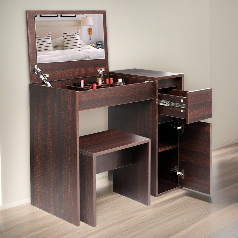 Odoms Dressing Table with Mirror, Walnut