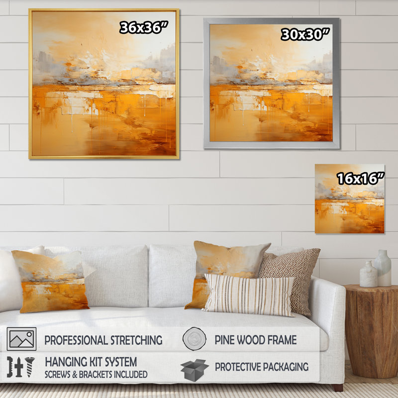 " Amber Glow I ", 30" H x 30" W x 1" D, Gold Picture Framed