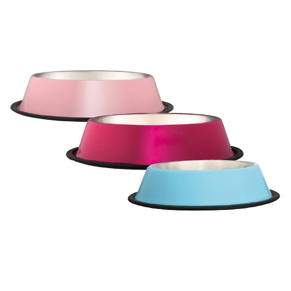 Anti-Skid Pet Bowl, Medium (2 cups / 16 fluid oz ), Hot Pink