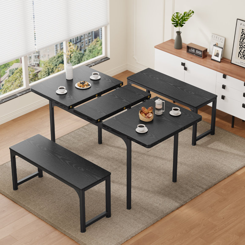 Vetha 4 - Person Four Leg Dining Set, Black