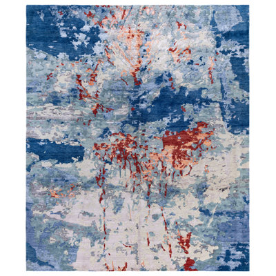 One-of-a-Kind Rectangle 8'4" X 10' Area Rug Navy/Ivory/Red