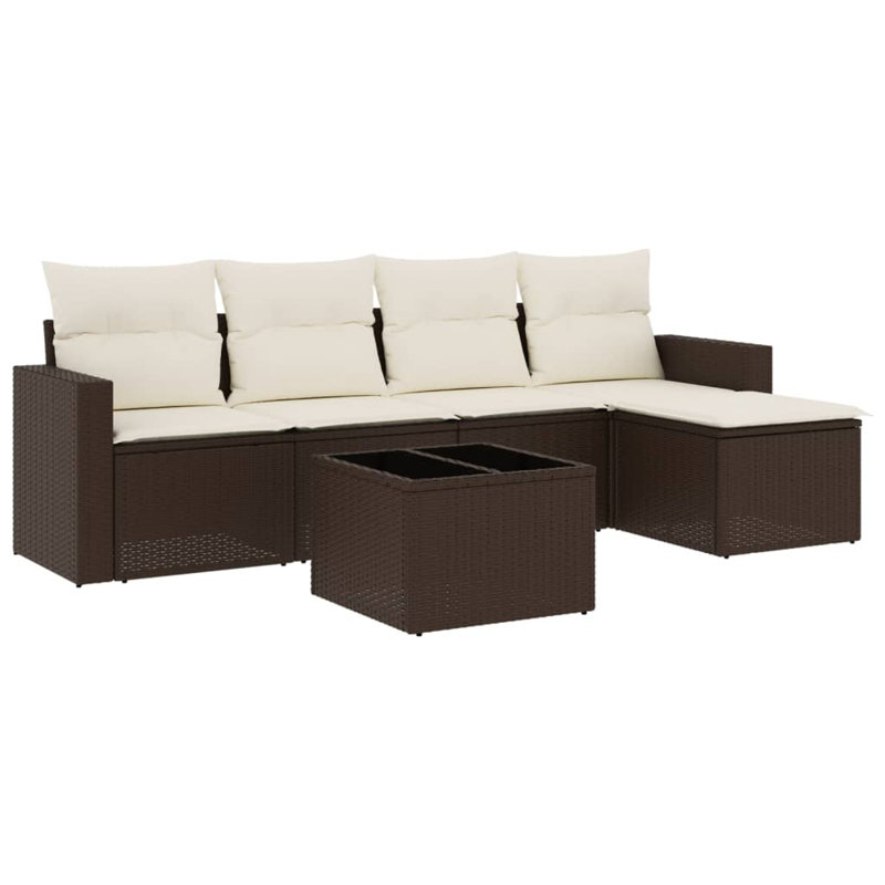 Ensemble de canapé de jardin modulaire en rotin PE brun 6 pièces Vidaxl
