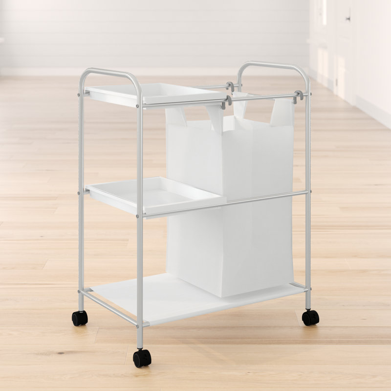 Metal Rolling Laundry Sorter with Handles