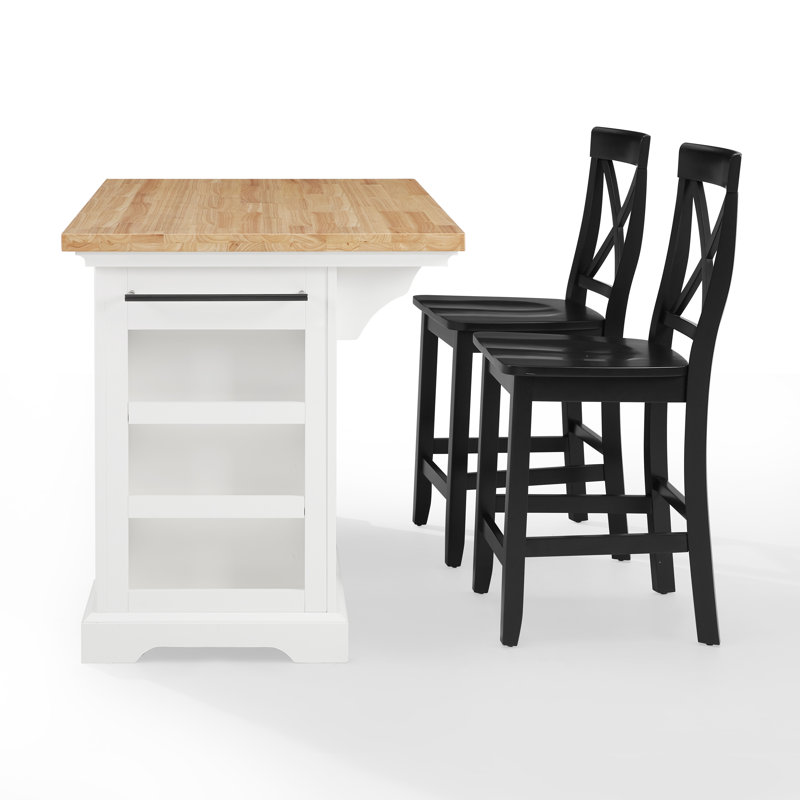 Ensemble d'îlot de cuisine 50 "Diamondback, Bois, Blanc / noir