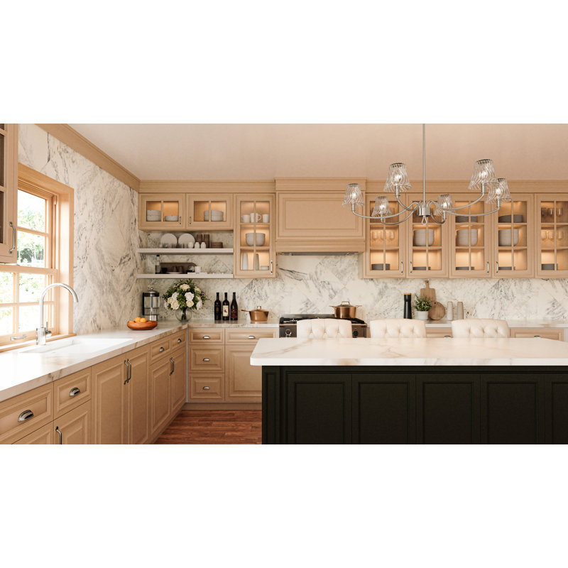 Amedio Linear Chandelier, 6 Lights, Brushed Nickel, 12" H x 44" W x 26.25" D