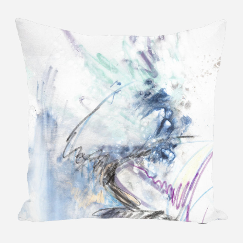 Hear Me Abstract Linen Throw Pillow, 15" x 15"