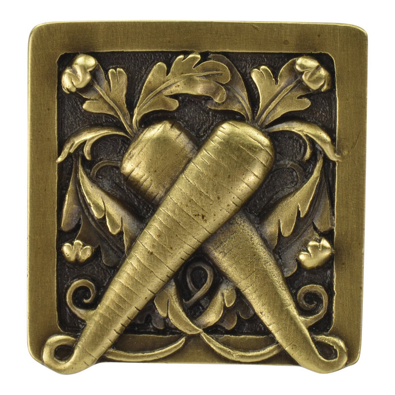 Kitchen Garden Square Knob, Antique Brass