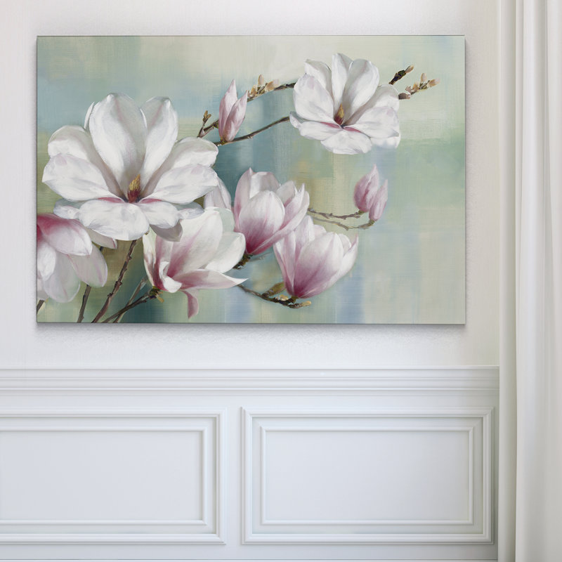 Fleurs de magnolia - impression, H 24 po x l 36 po, Toile tendue