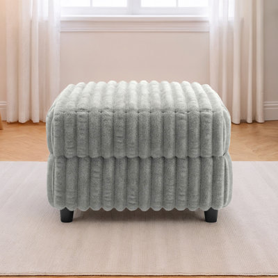 Furry Channel Fabric Down-Filled Ottoman