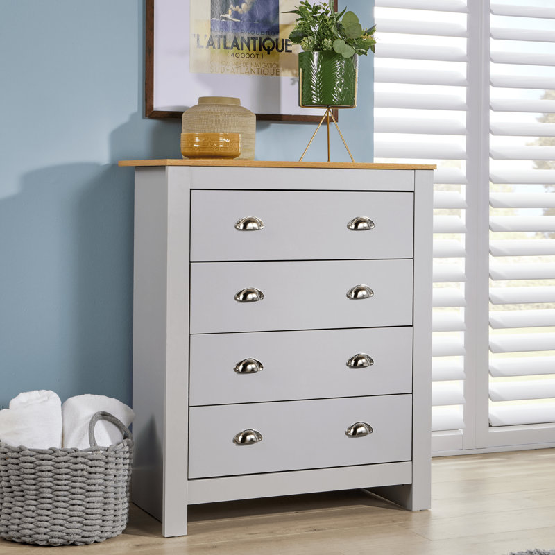 Anani 4 Drawer Wide Chest of Drawers, Grey