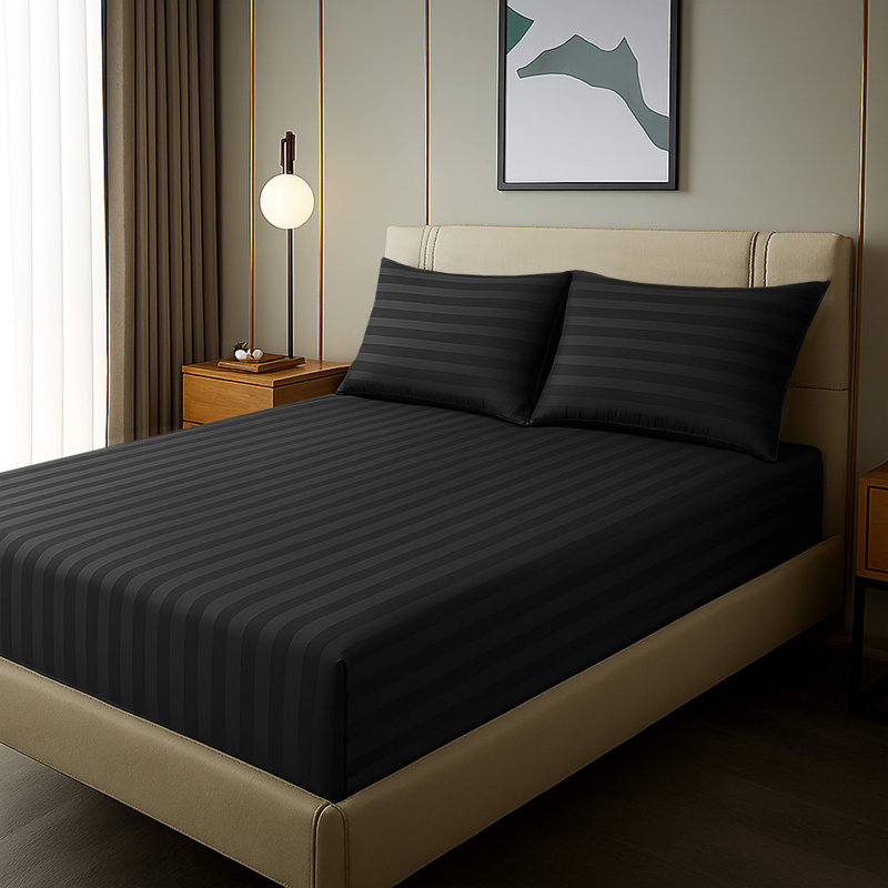 Microfiber Standard Fitted Sheet, Black, Kingsize (5')