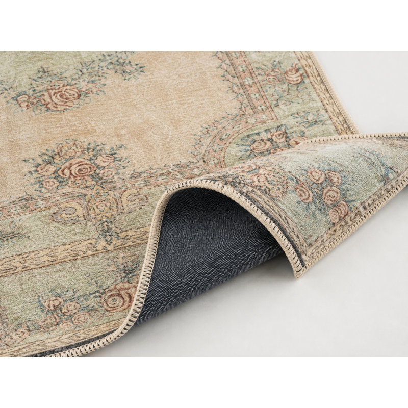 Tapis oriental en coton tissé à la machine Blende, Rectangle 5 pi 3 po x 7 pi 7 po