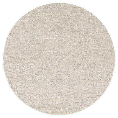 High-Low Modern Farmhouse Premium Performance Beige Indoor Round Rug