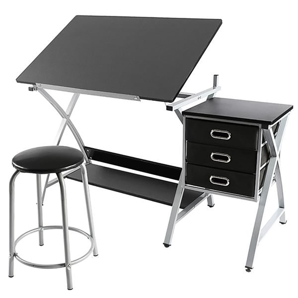 Latitude Run® Height Adjustable Drafting Table with Stool | Wayfair