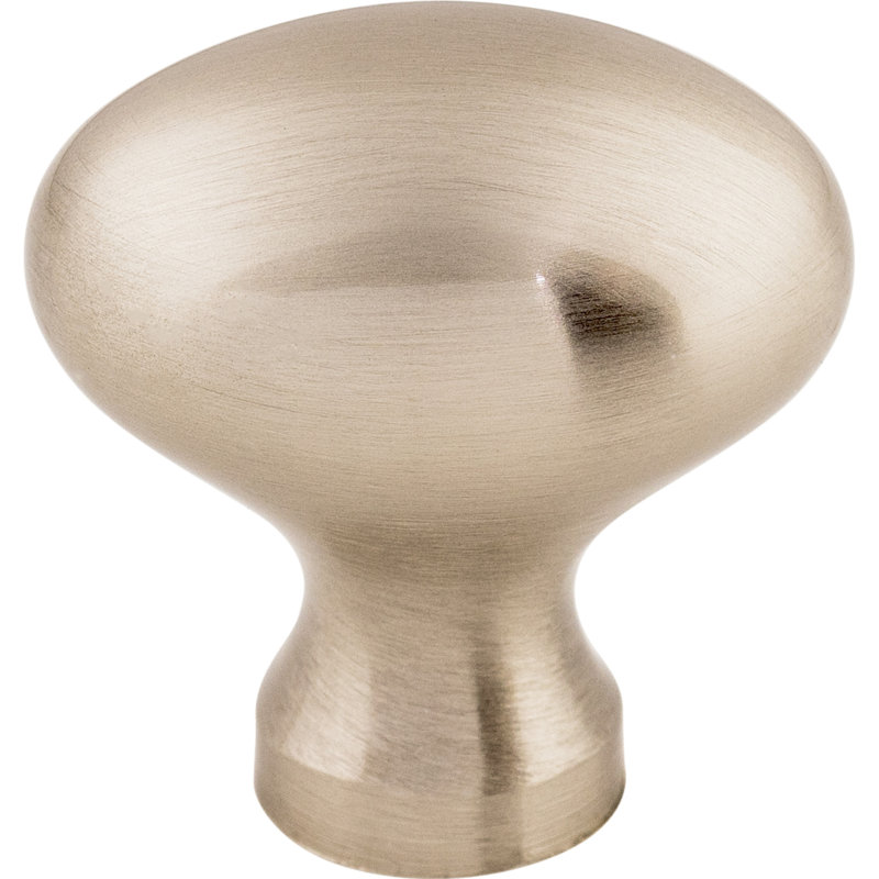 Egg 1 1/4" Length Oval Knob, Brushed Satin Nickel
