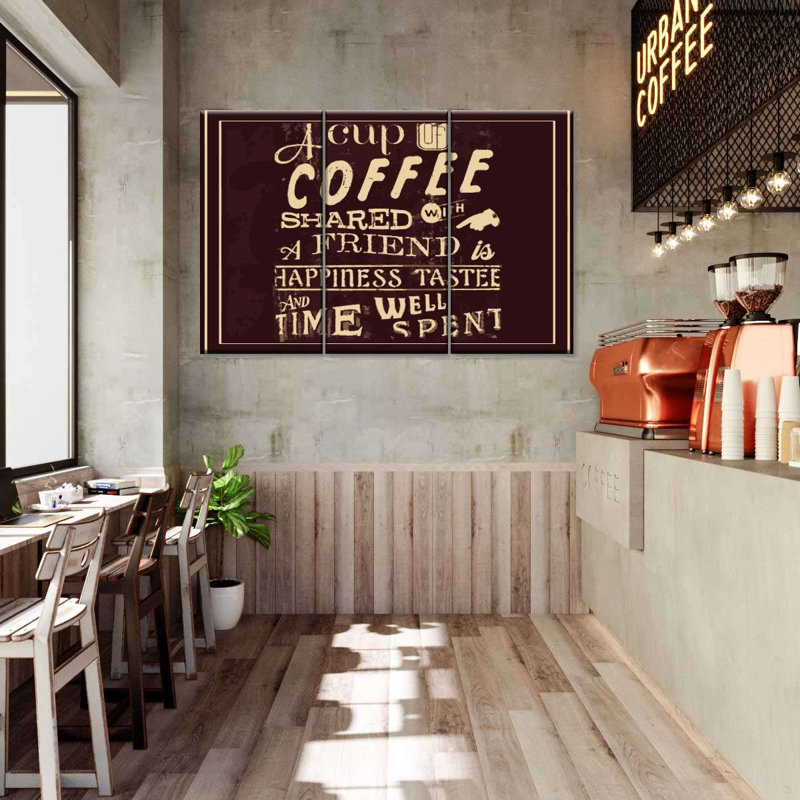 Ensemble de café avec amis sur toile 3 pièces, H 28 po x l 45 po x P 1,25 po