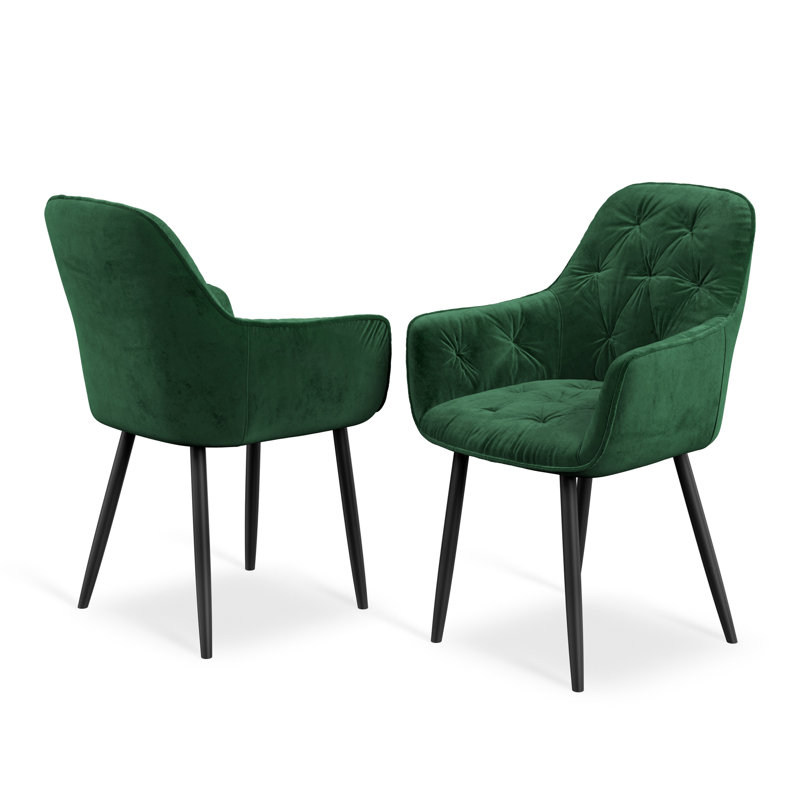 Arlo Concrete Table Top W Black Legs + Anika Velvet Dining Chair Blue Set Of 4, Grey/Black, Green