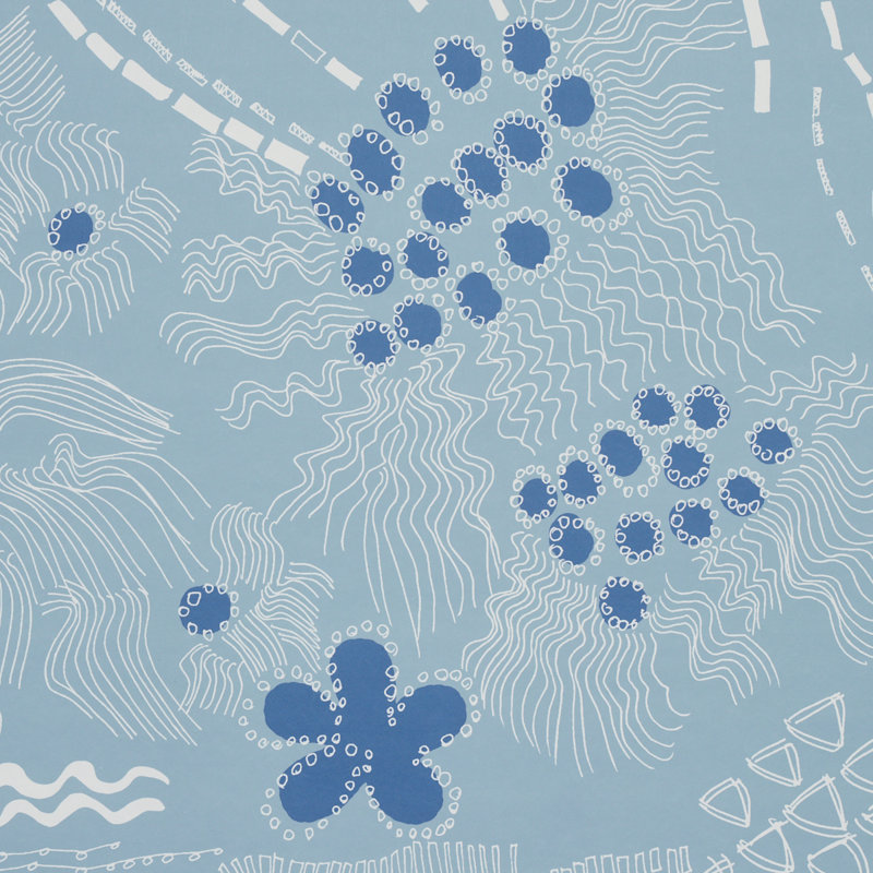 Papier peint Schumacher x Clements Ribeiro Haven, Bleu sarcelle / bleu marine