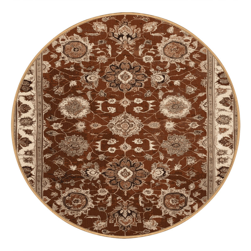 Tapis brun lavable à la machine, Rond 4 pi